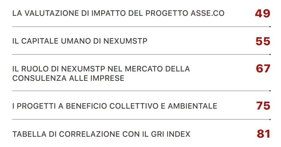 Indice bilancio sostenibilità