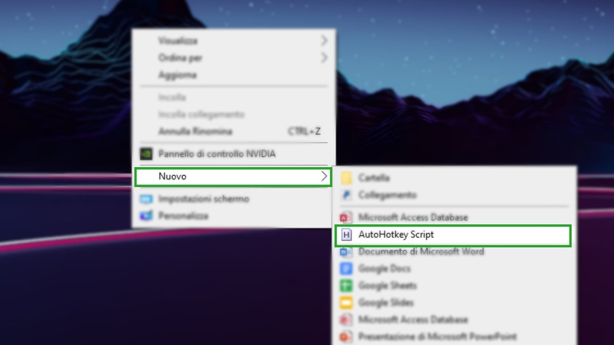 Creare un file «AutoHotkey Script»
