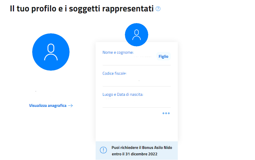 Schermata Portale per le famiglie