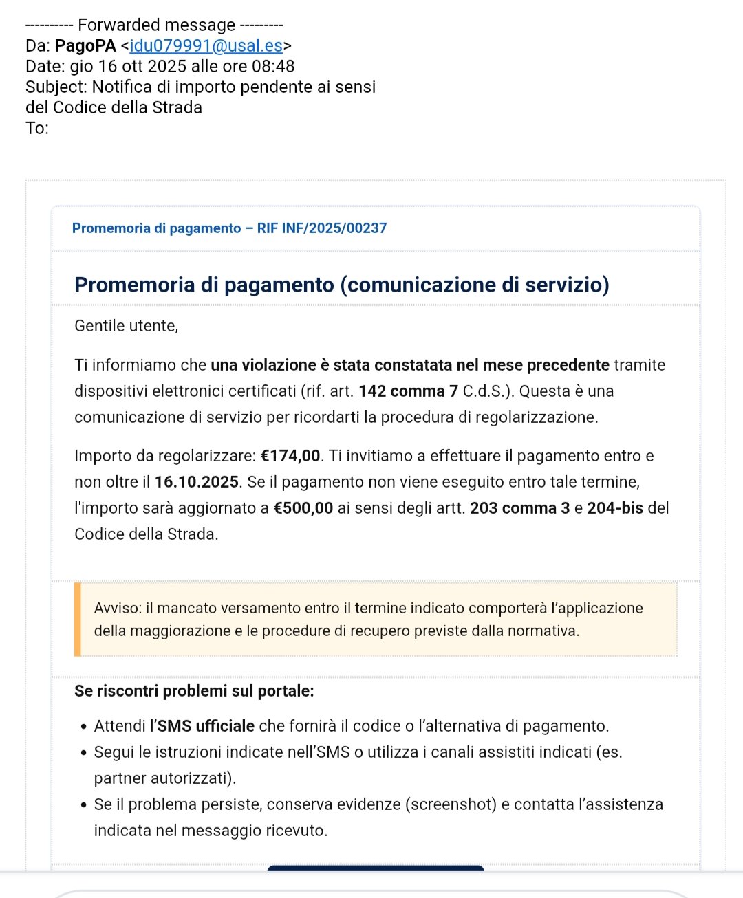 Allarme phishing email truffa