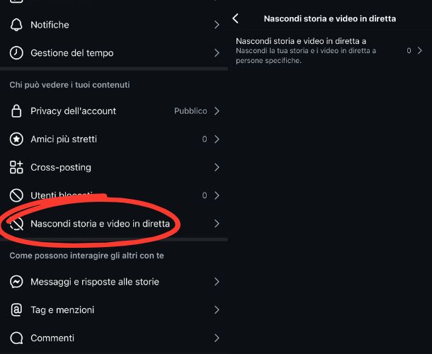 Dalle impostazioni