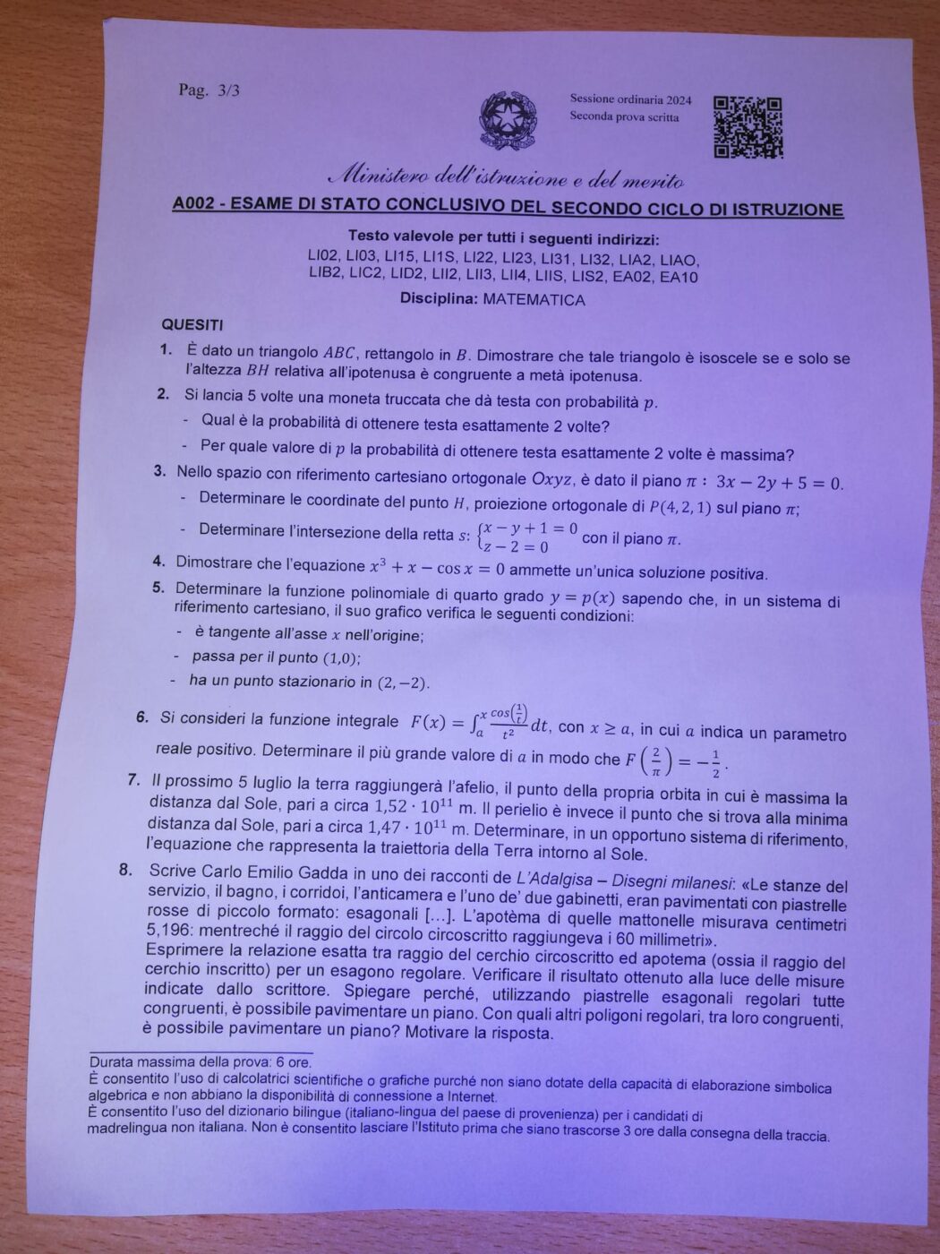 Traccia seconda prova Maturità liceo Scientifico (1)