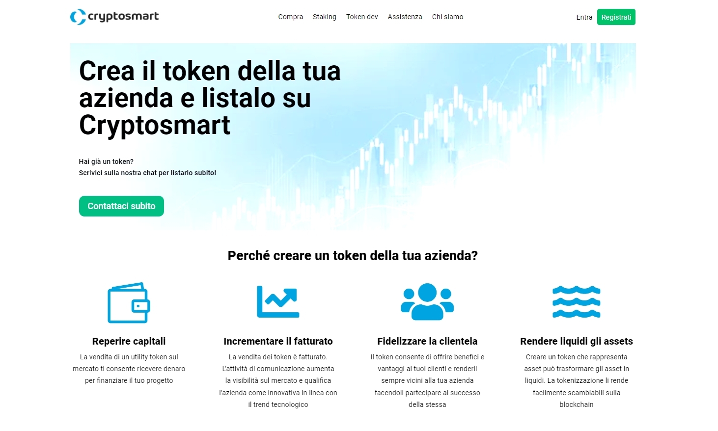 La nuova pagina di Cryptosmart Token Dev