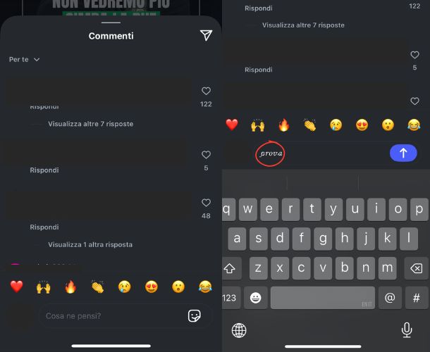 Commenti di Instagram