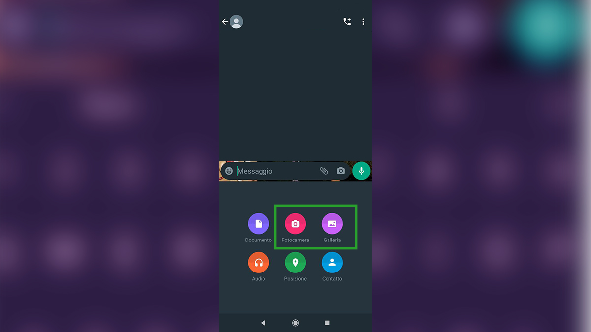 Fare GIF su WhatsApp: selezionare un video della galleria o fotocamera