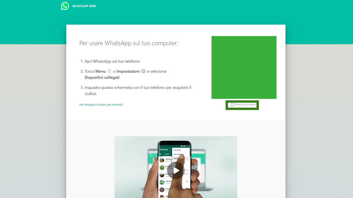 La schermata principale di WhatsApp Web