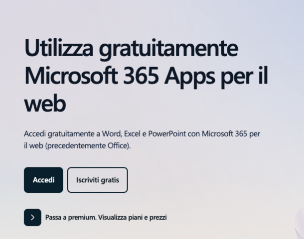 La versione online di Microsoft 365