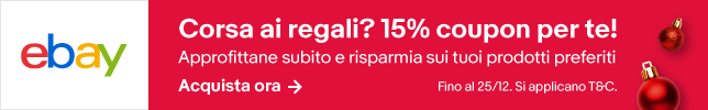 Scopri tutti prodotti disponibili al 15% di sconto con il XMAS Coupon di eBay