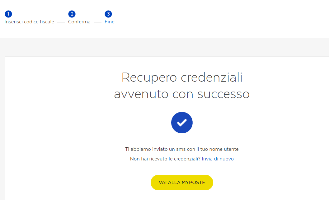 Recupero credenziali avvenuto con successo