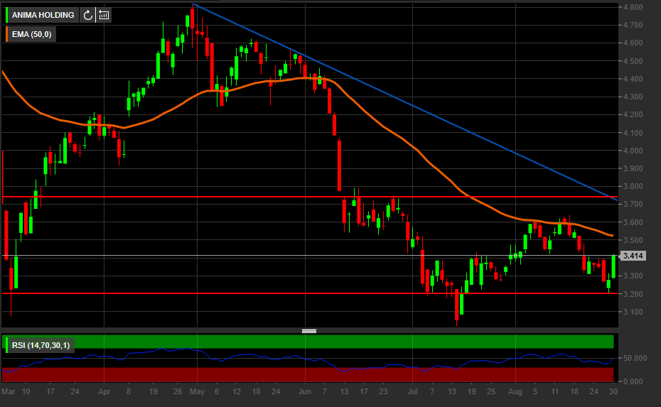 Grafico giornaliero Anima Holding