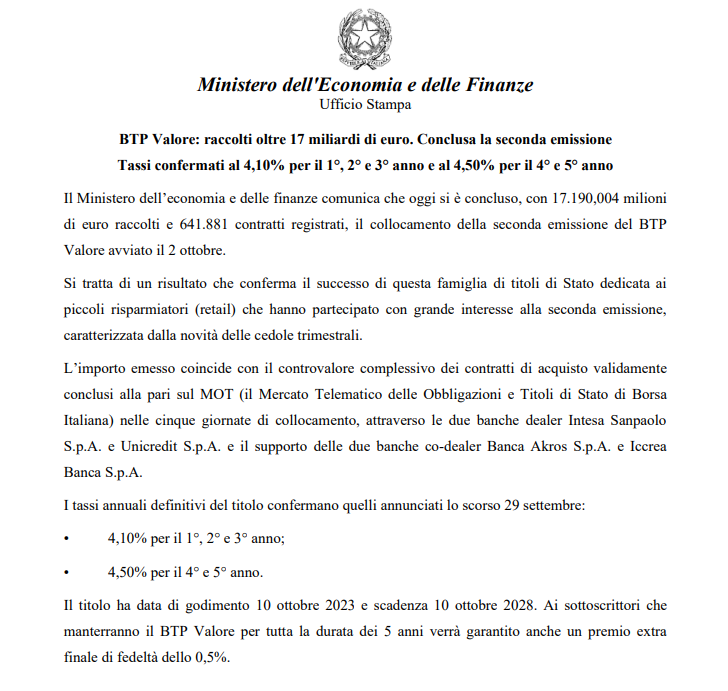 BTP Valore ottobre 2028