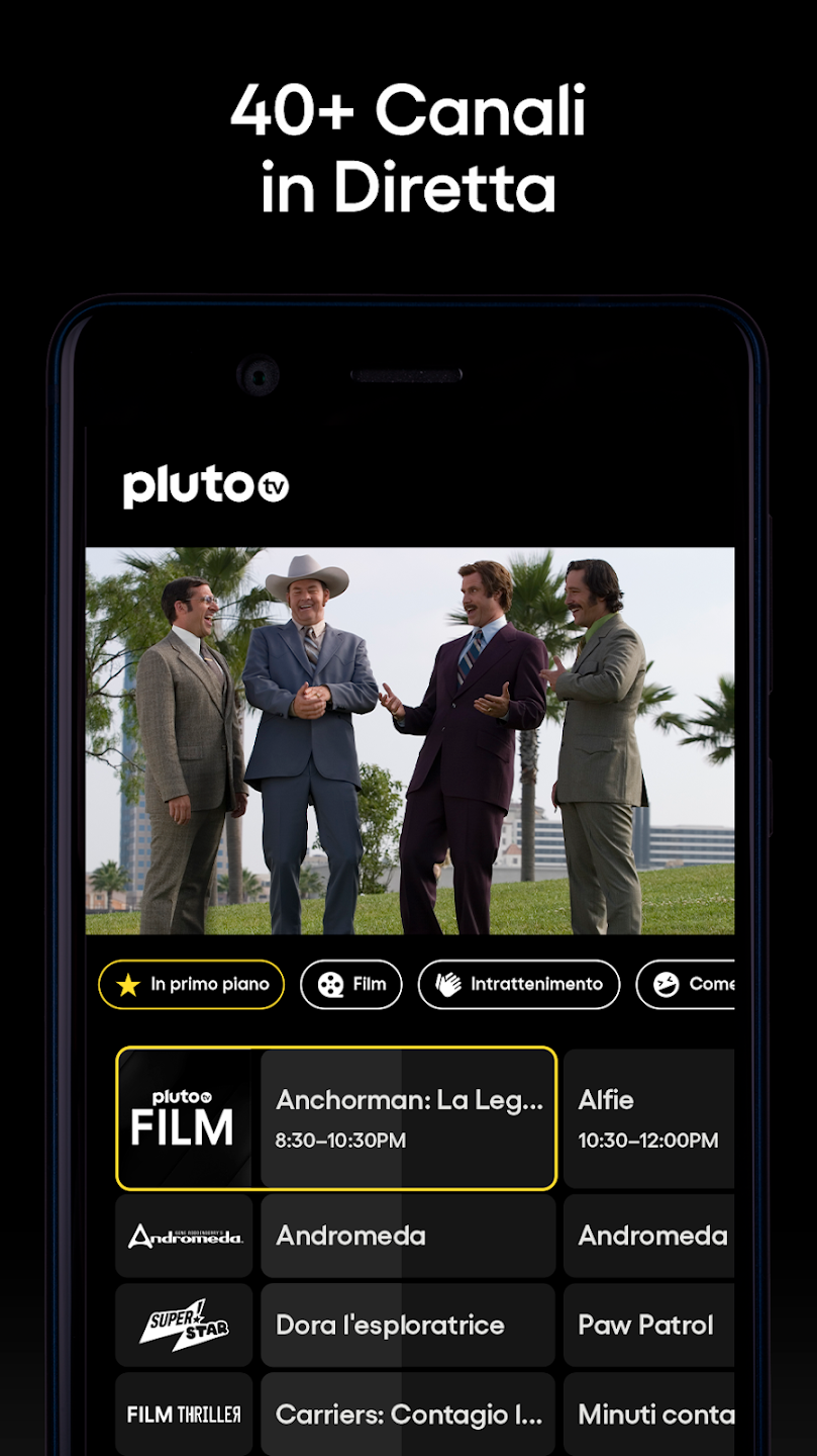 Su Pluto TV sono disponibili oltre 40 canali disponibili in diretta