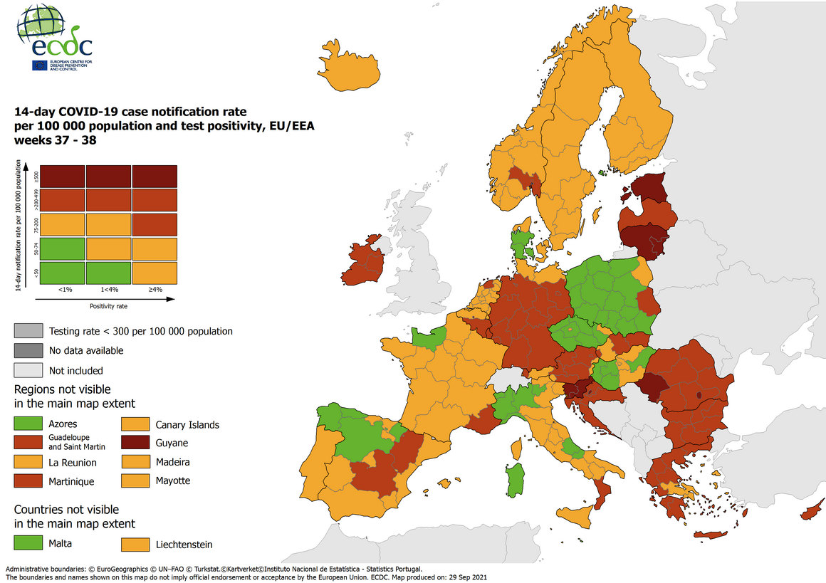 Mappa ECDC Europa