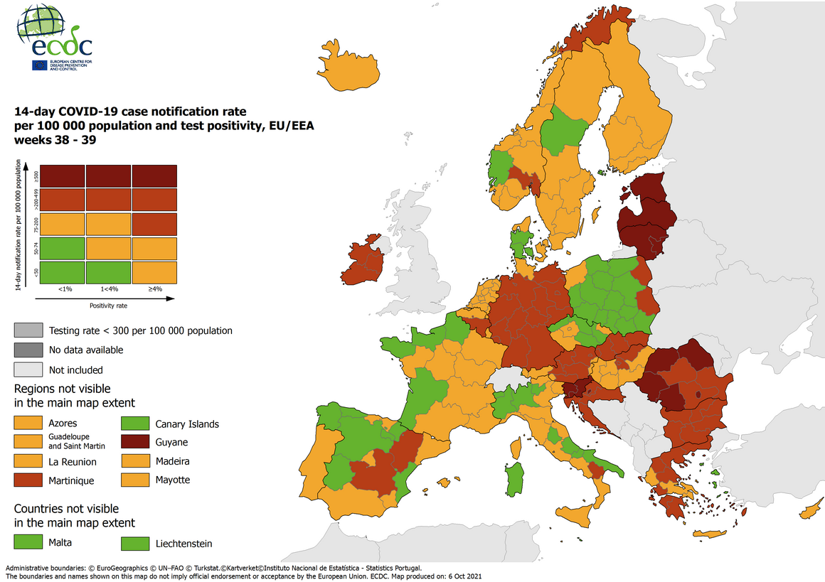 Mappa ECDC Europa