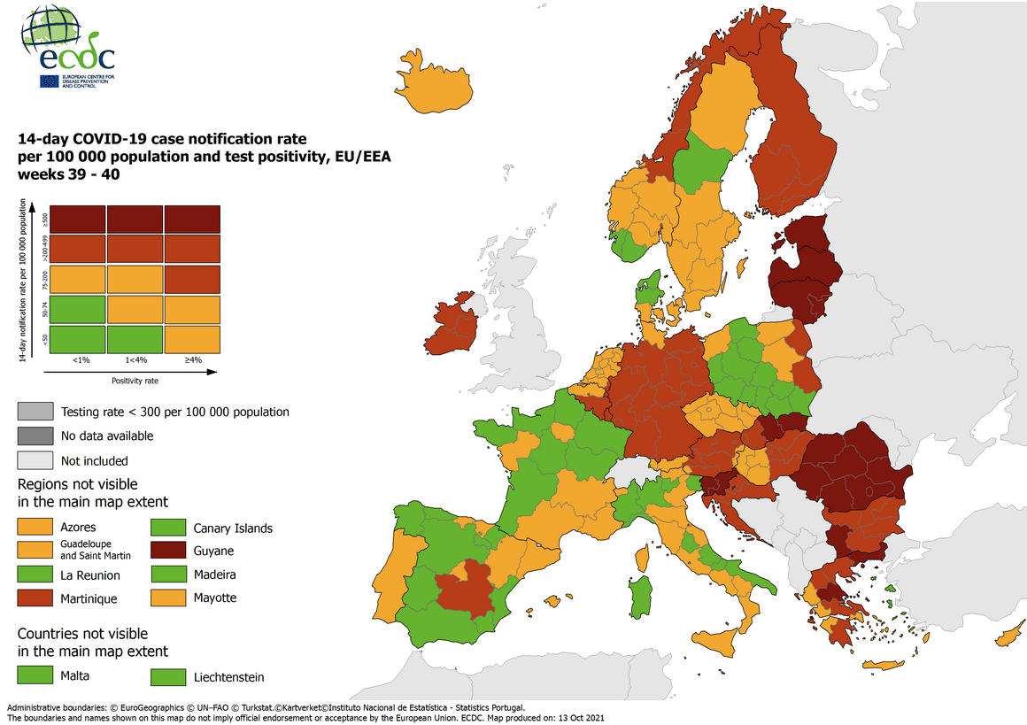 Mappa ECDC Europa