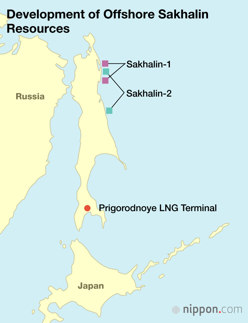 Mappa del progetto energetico offshore Sakhalin 1
