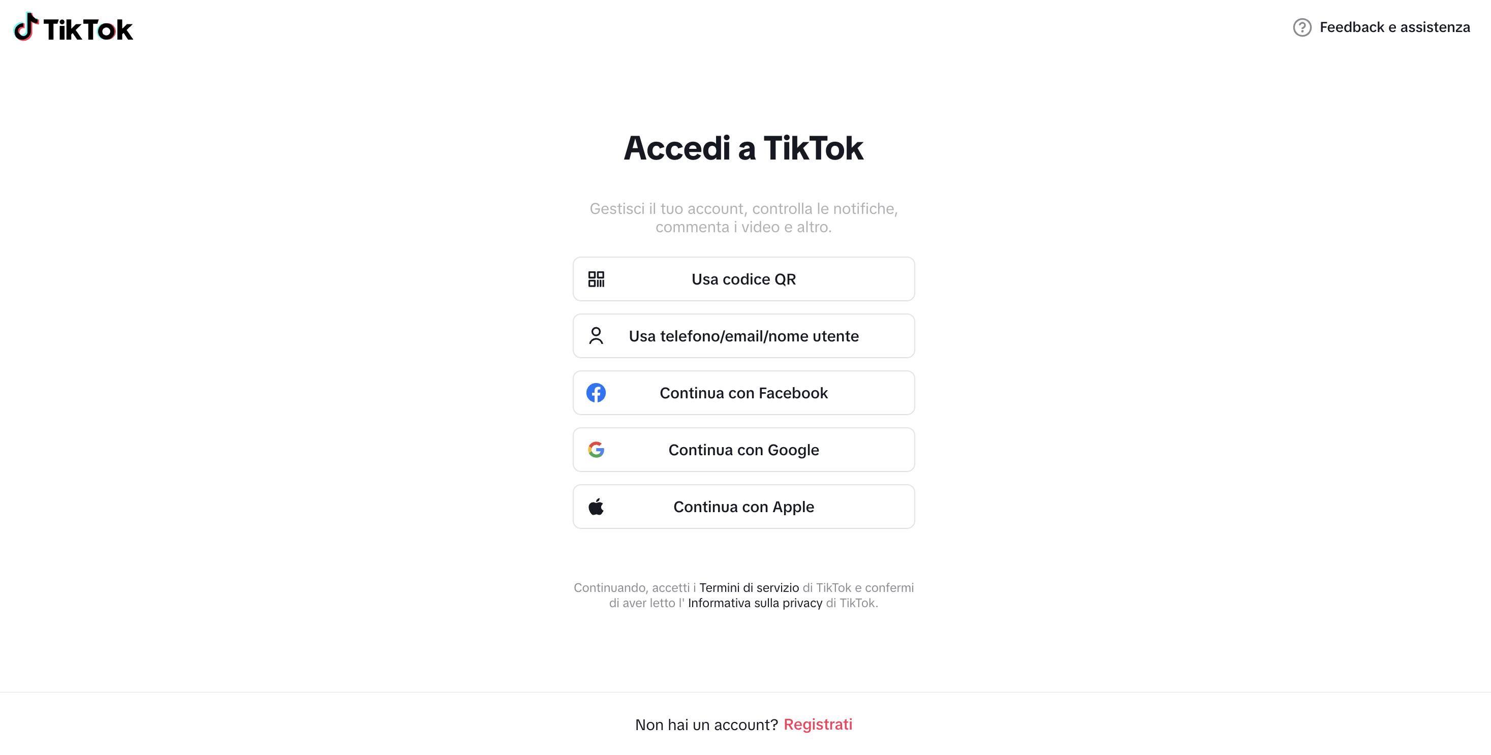 Login di TikTok