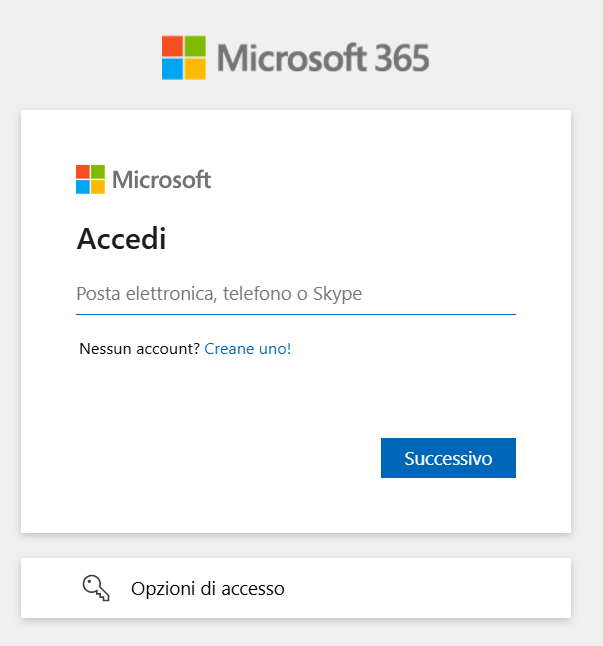 Accesso account Microsoft