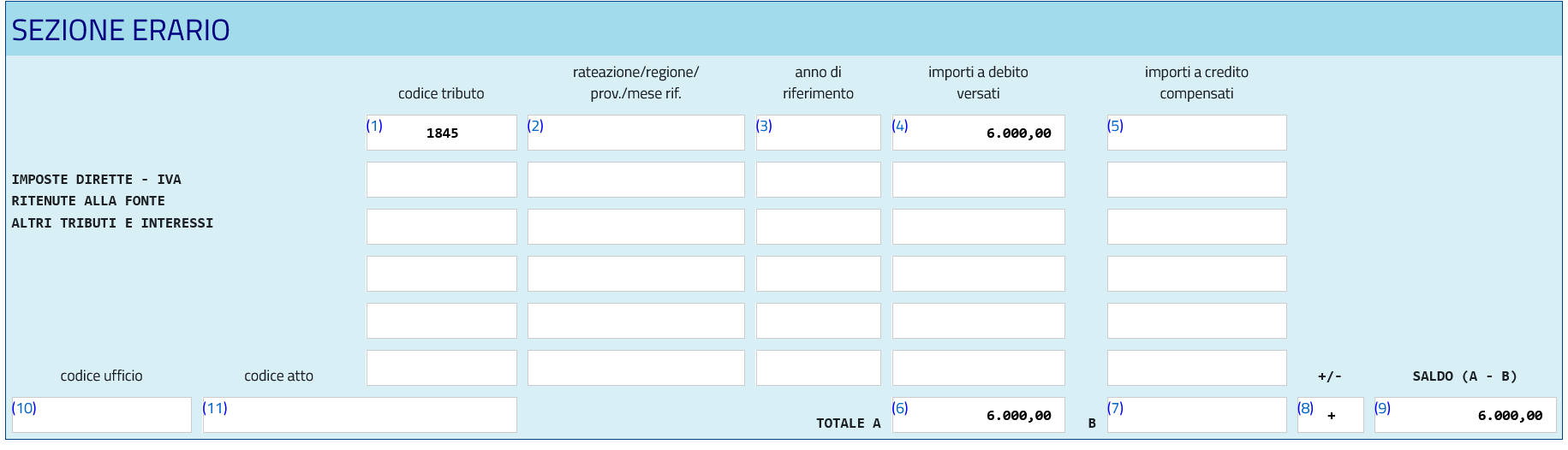 Codice tributo 1845
