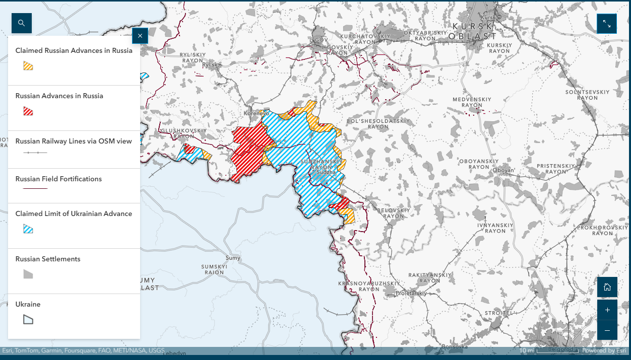 Mappa incursione ucraina nella regione russa di Kursk