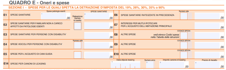 Quadro E - Modello 730/2022 Quadro E - Modello 730/2022