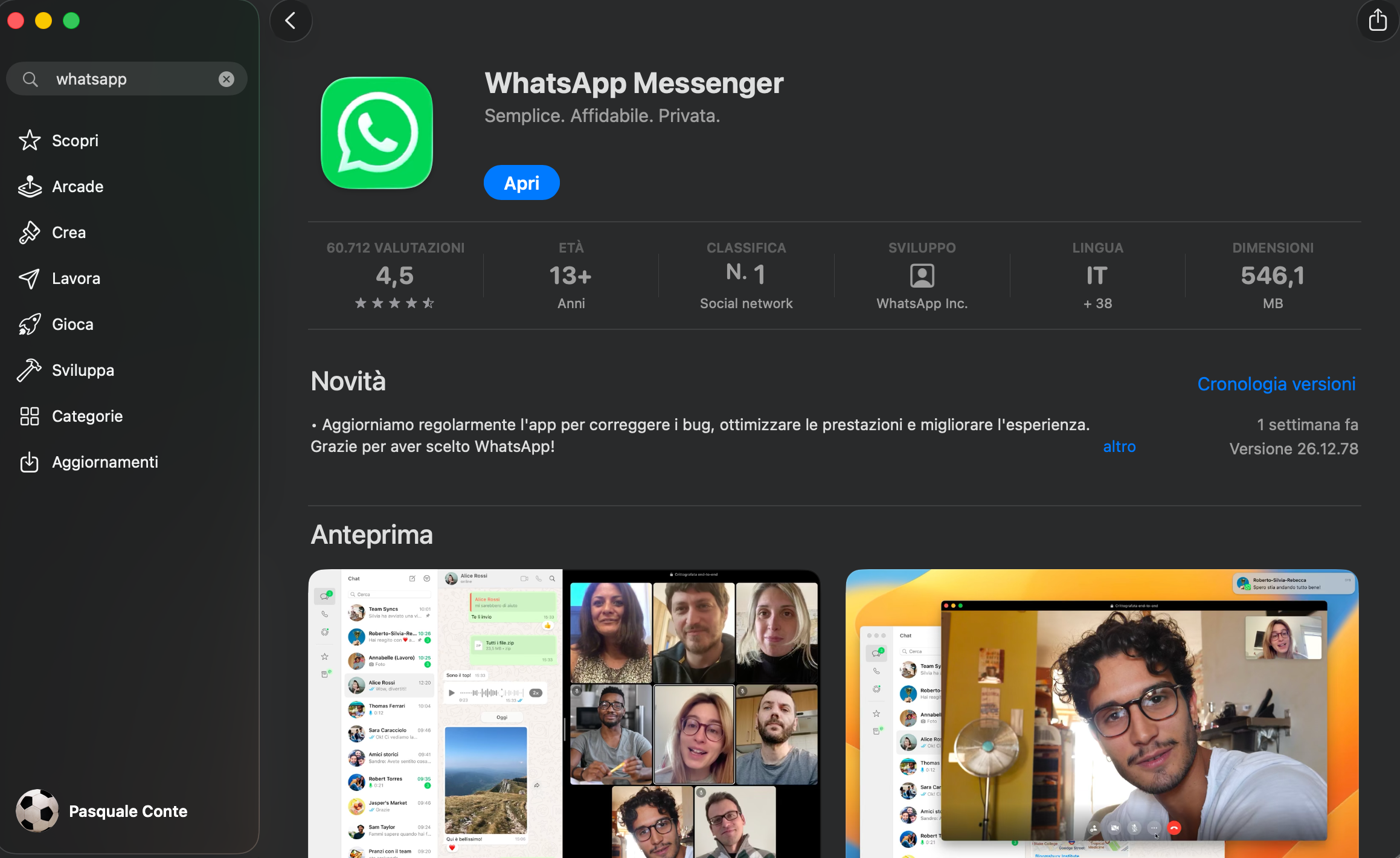 WhatsApp per macOS