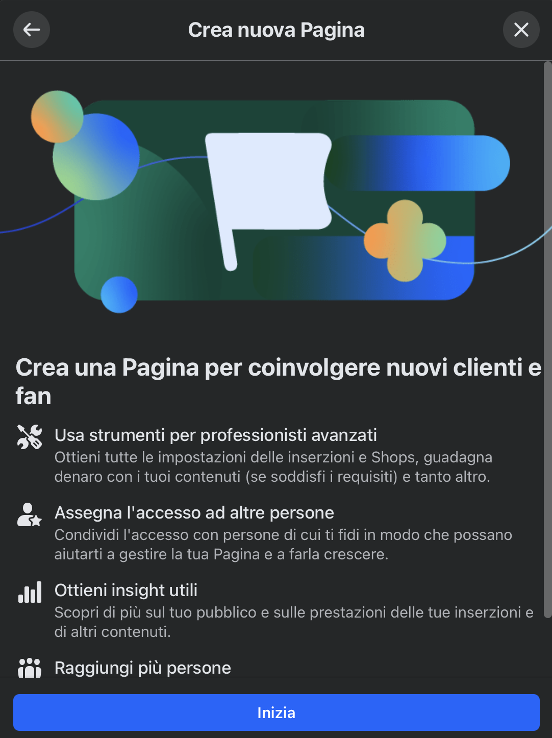 Pagina pubblica su Facebook
