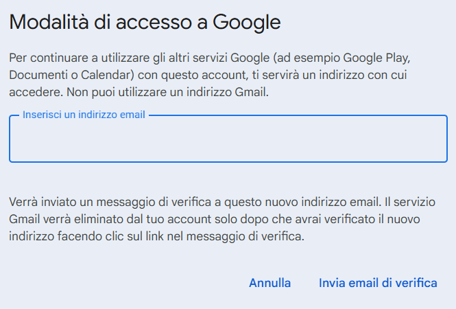 Invia email di verifica
