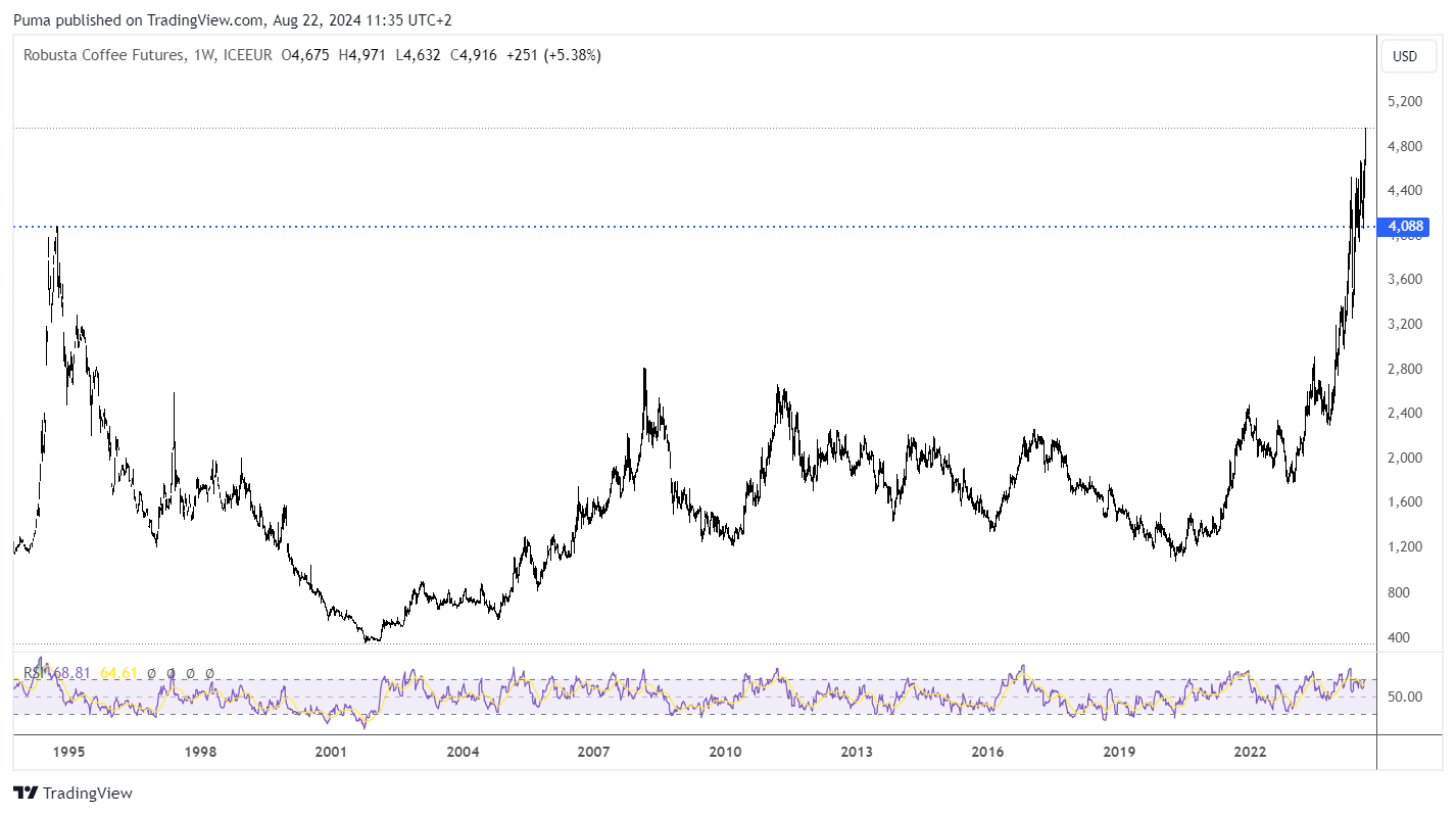 Robusta Coffee Futures price ICE