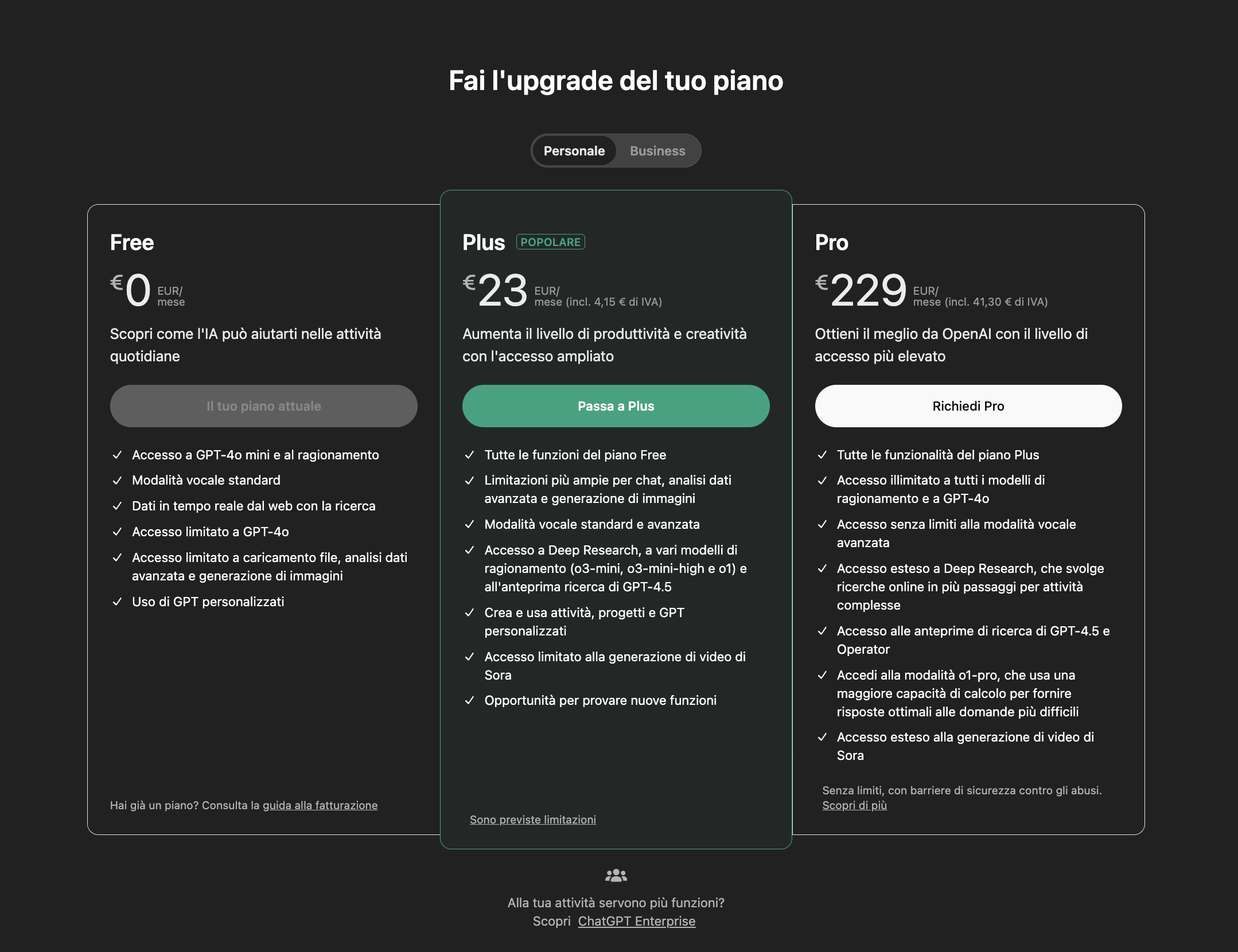 ChatGPT Plus e Pro