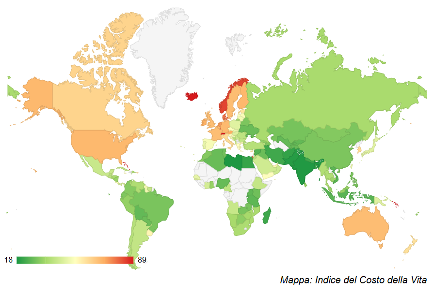 Mappa costo della vita 2026