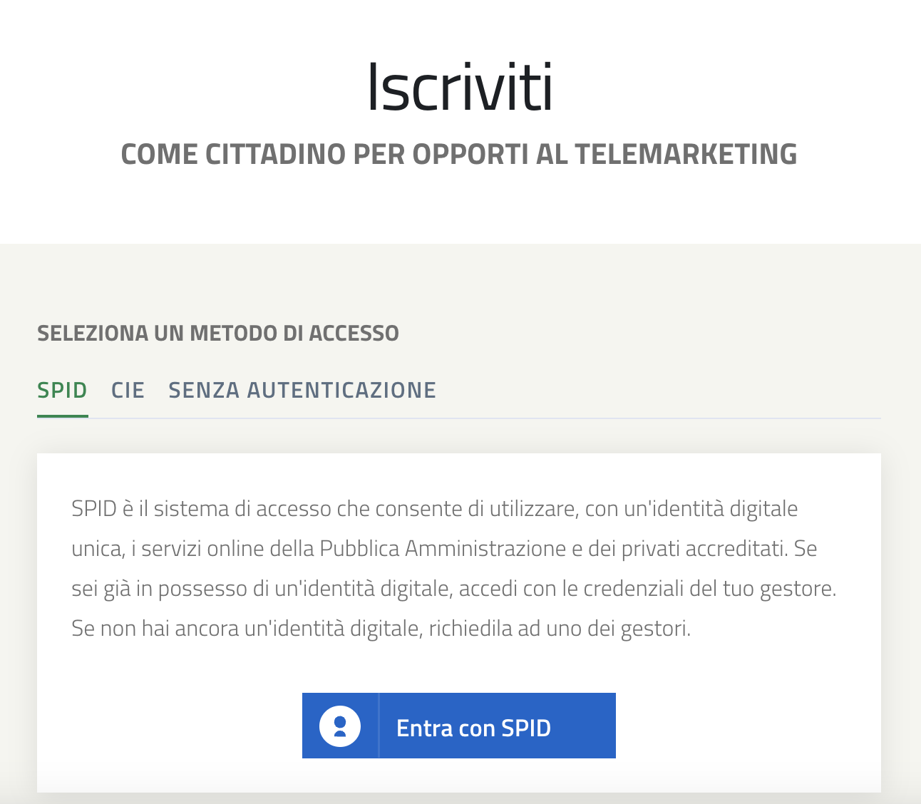 Il Registro Pubblico delle Opposizioni
