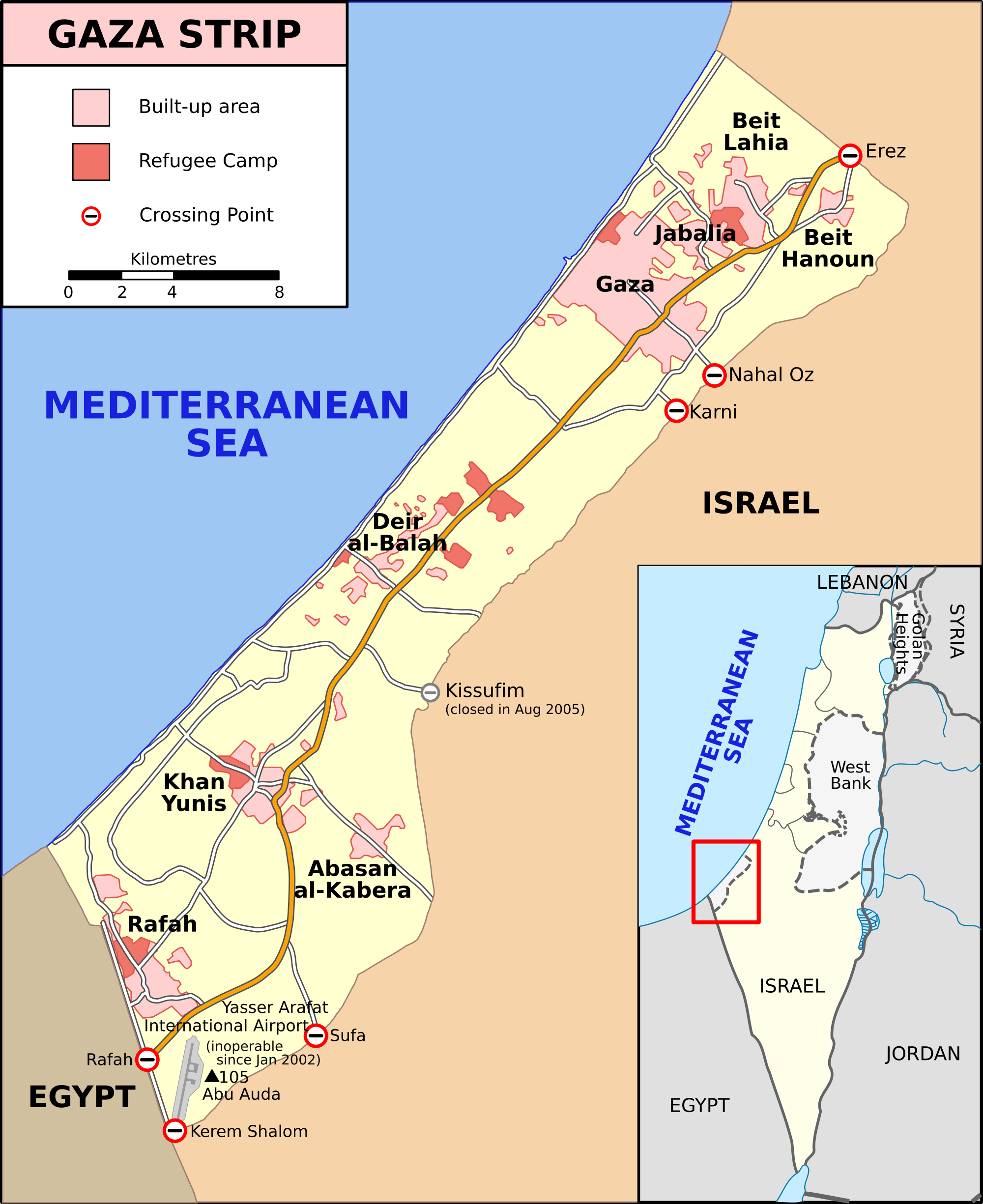 Mappa varco Rafah