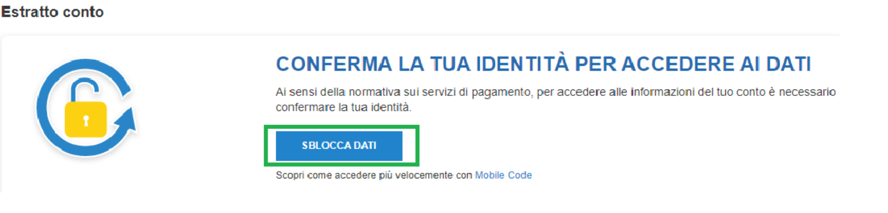 Sblocco dati
