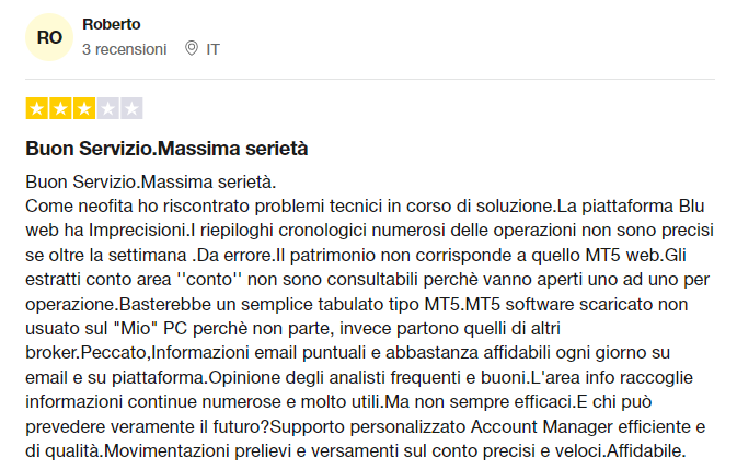 Recensione 3 - verificata Trustpilot