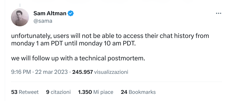 La seconda dichiarazione di Sam Altman