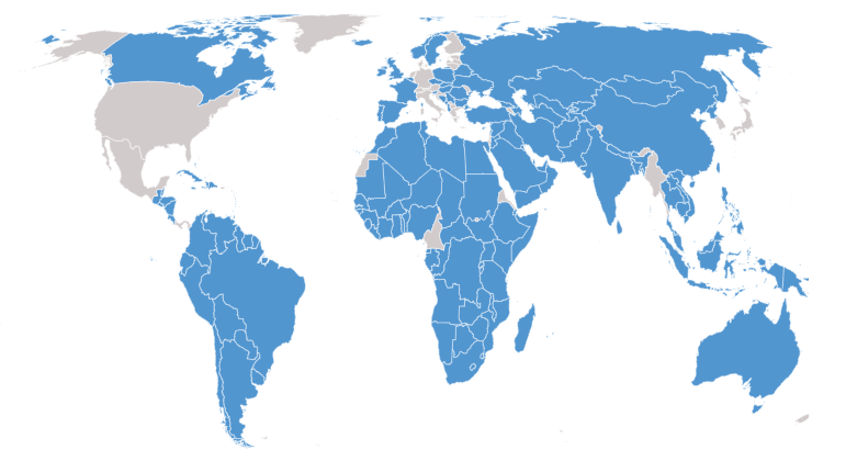 Mappa dei Paesi che riconoscono la Palestina
