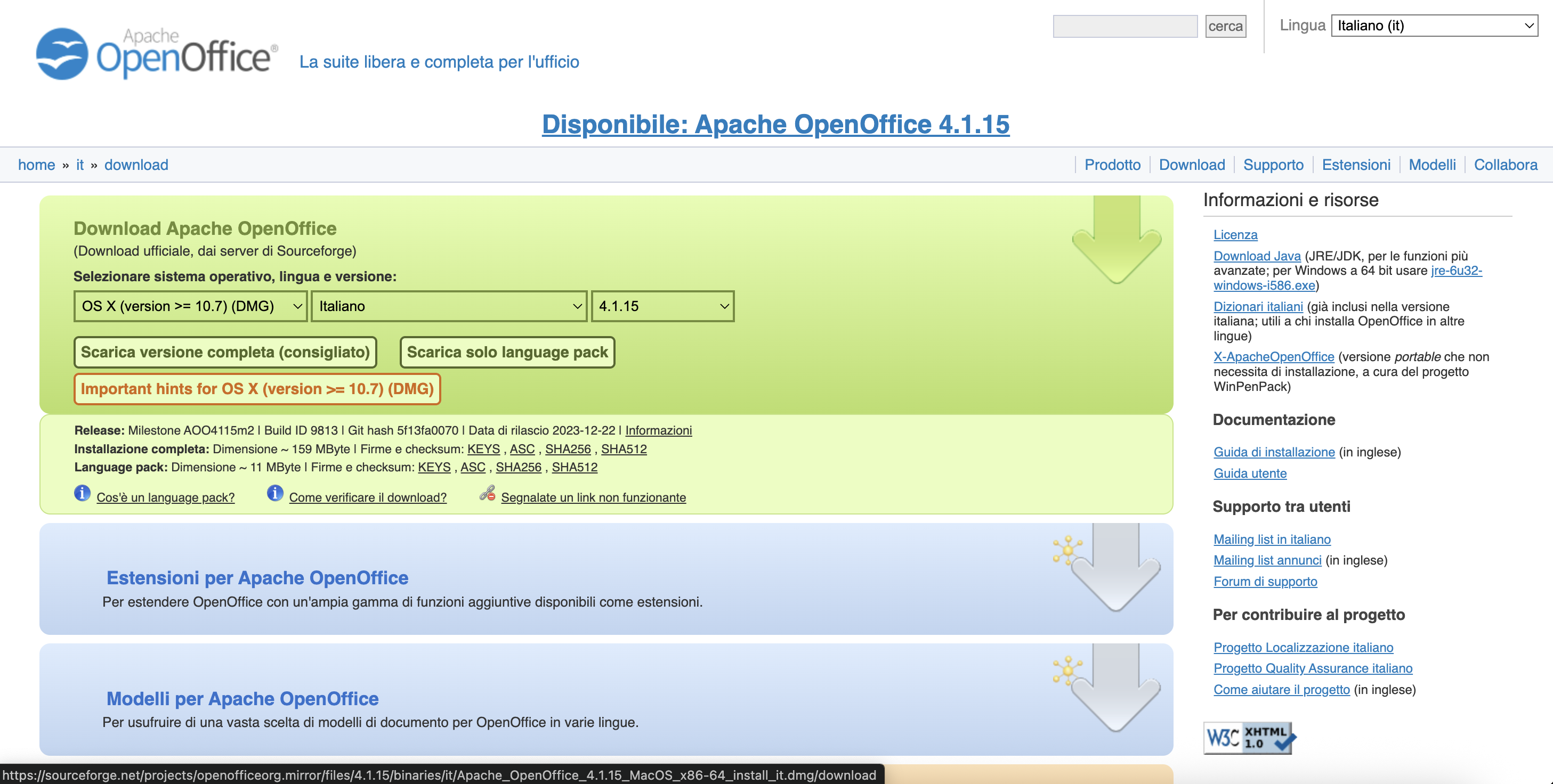 Download di OpenOffice