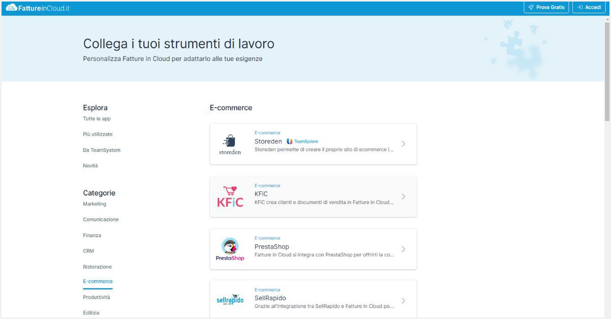 Fatture in cloud integrazione altri software