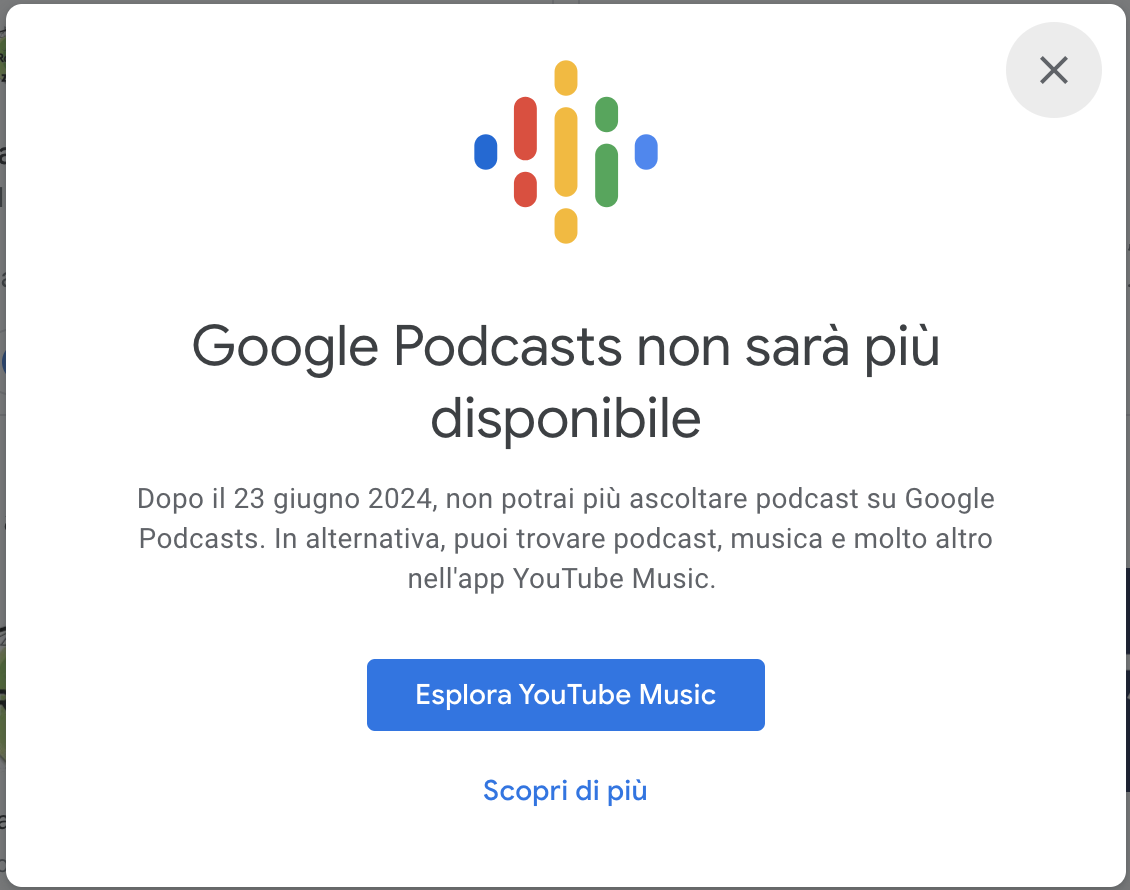 Google Podcasts chiude