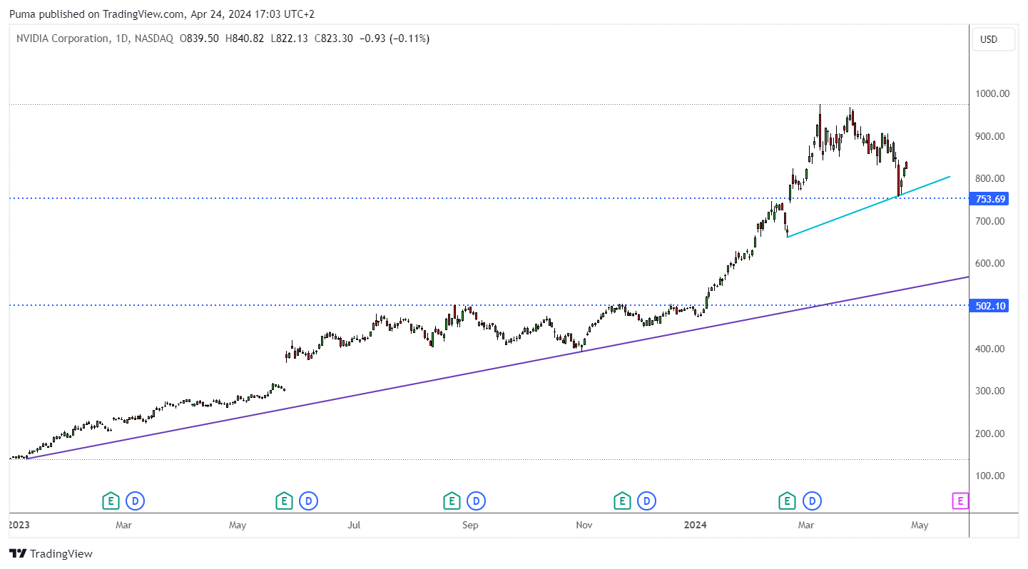 Grafico giornaliero azioni Nvidia
