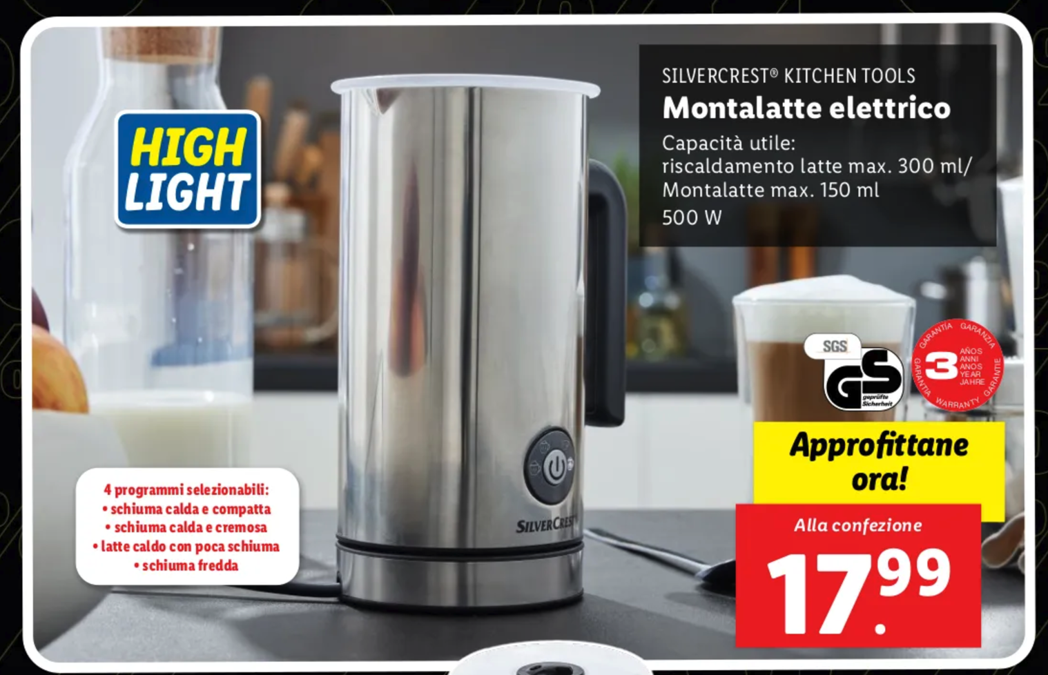 Montalatte Silvercrest in offerta a 17,99 euro