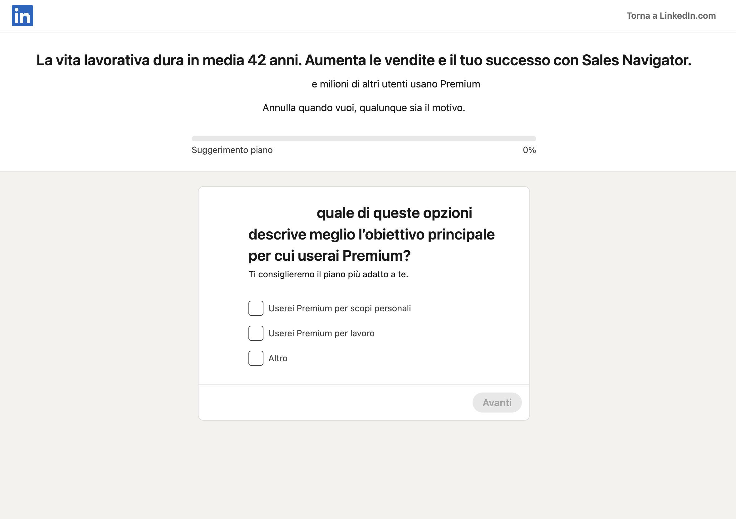 Mese di prova LinkedIn Premium