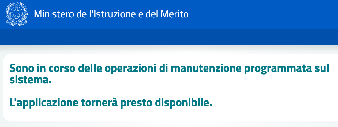 Il sito del Ministero è ancora sotto manutenzione