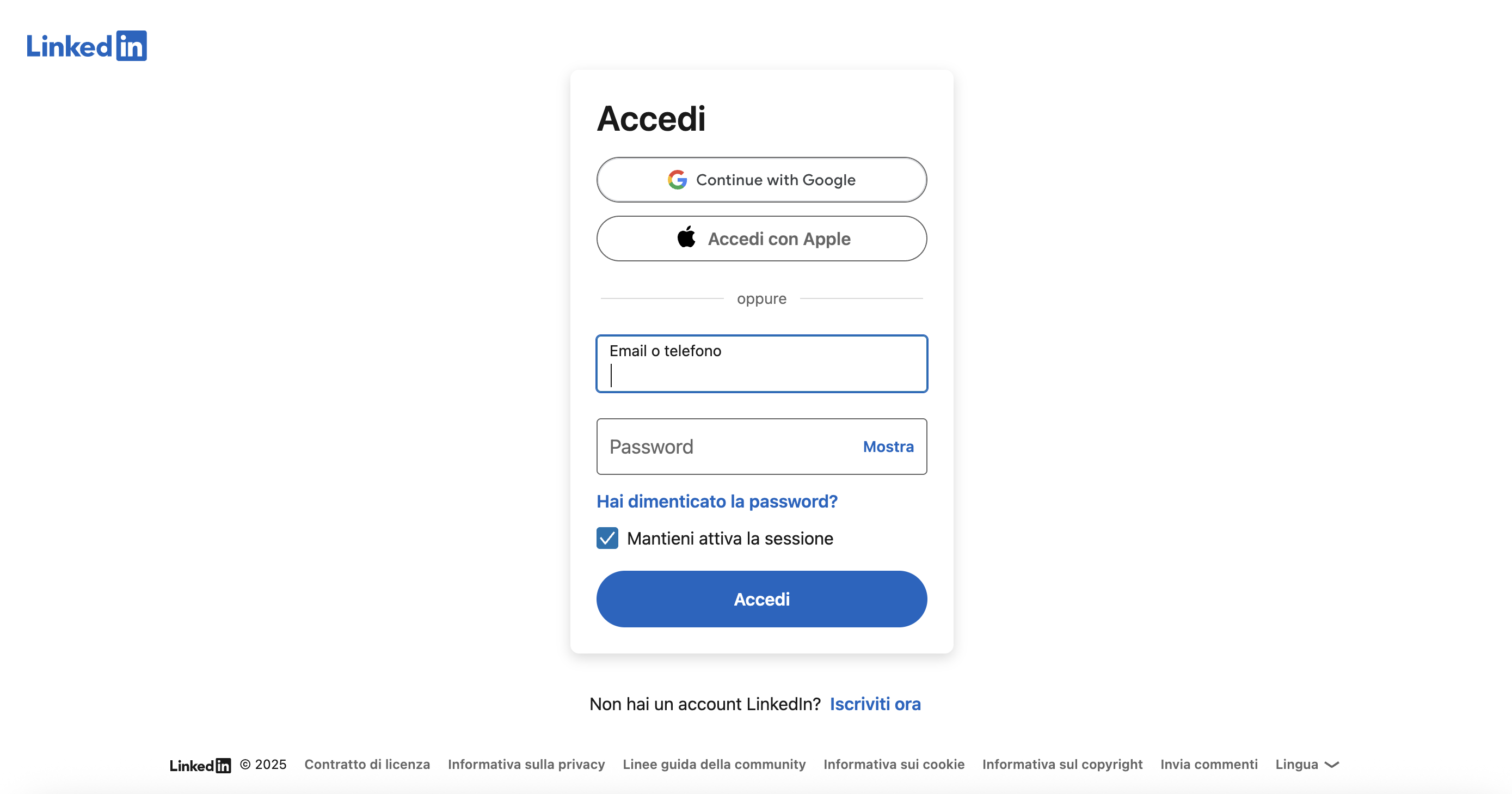 Come accedere a LinkedIn