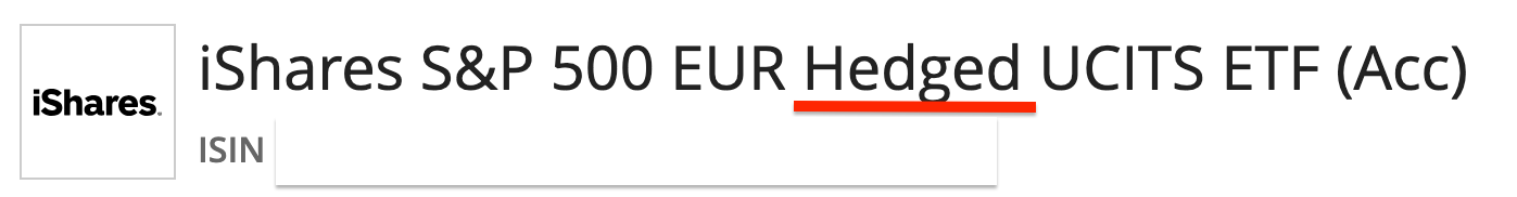 S&P 500 EUR Hedged