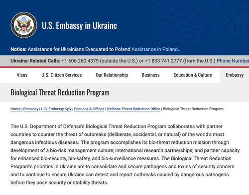 Articolo nel sito dell'ambasciata Usa a Kiev sul programma di ricerca biologica