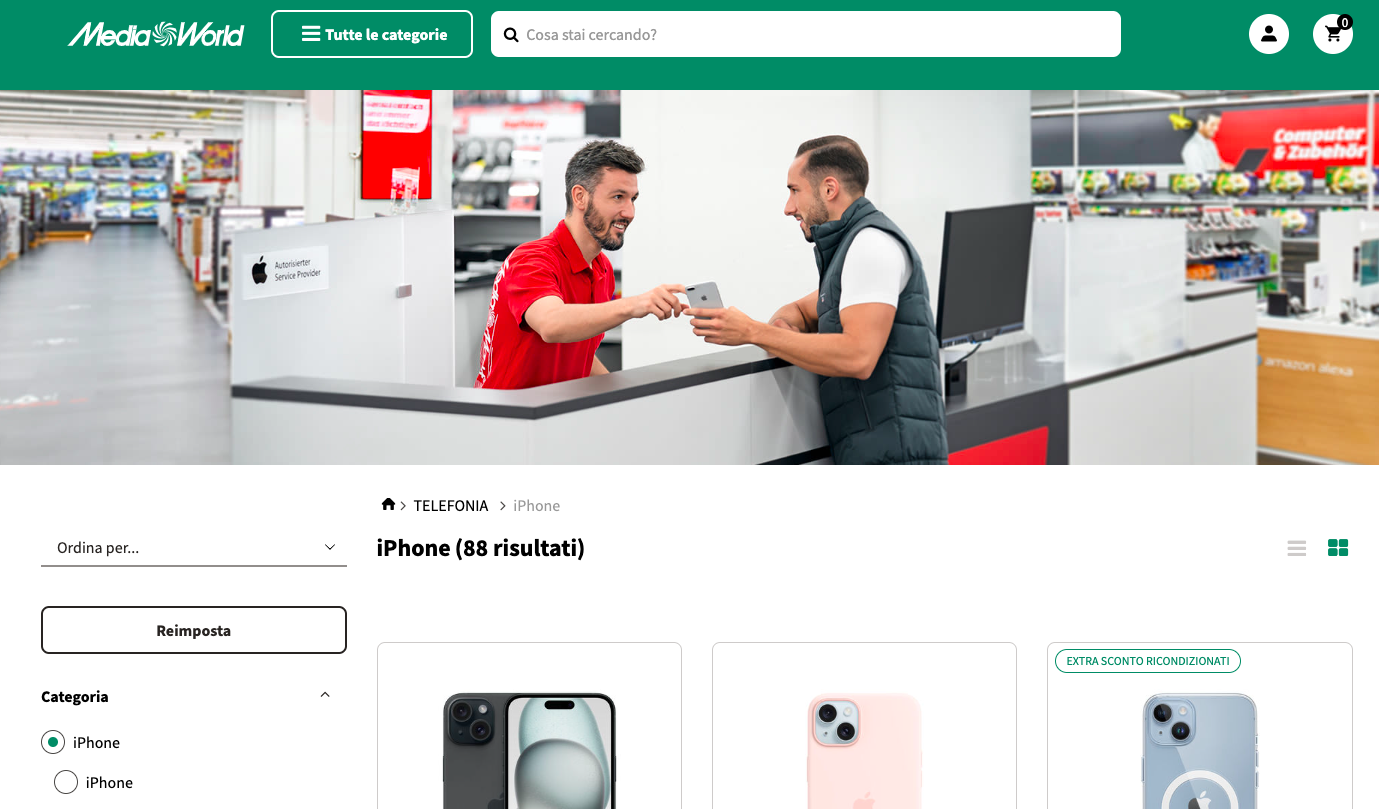 Sito web di MediaWorld