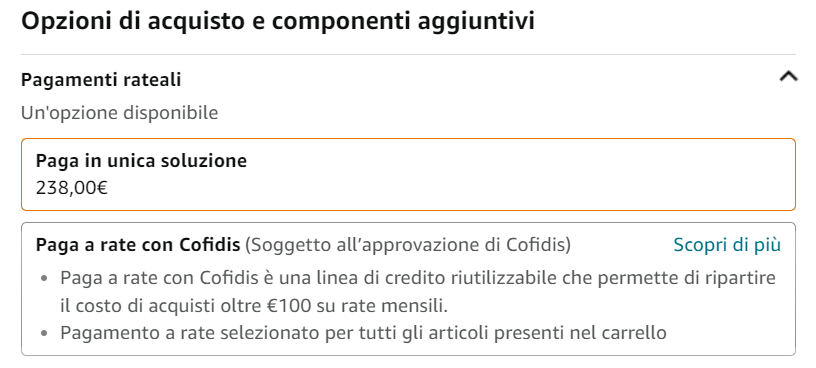 Pagamento a rate con Cofidis