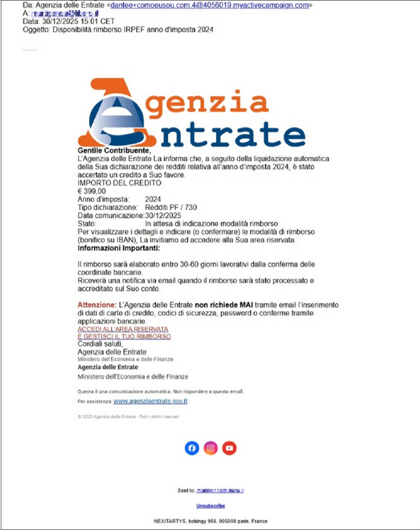 Truffa rimborso Irpef